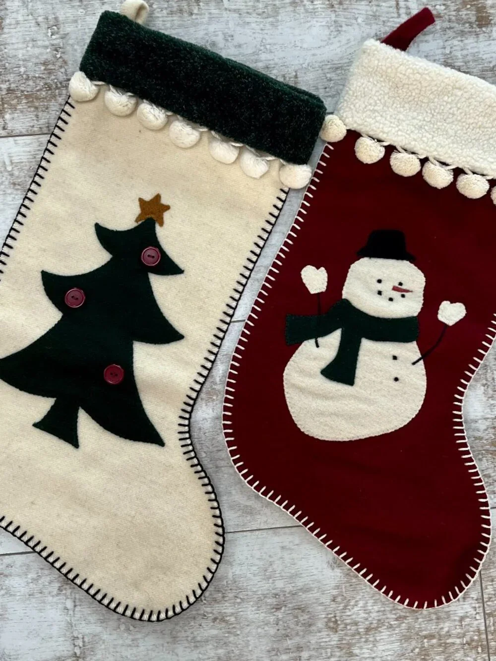 Vintage Pottery Barn Large Christmas Stocking with Snowman - Picture 4 of 4